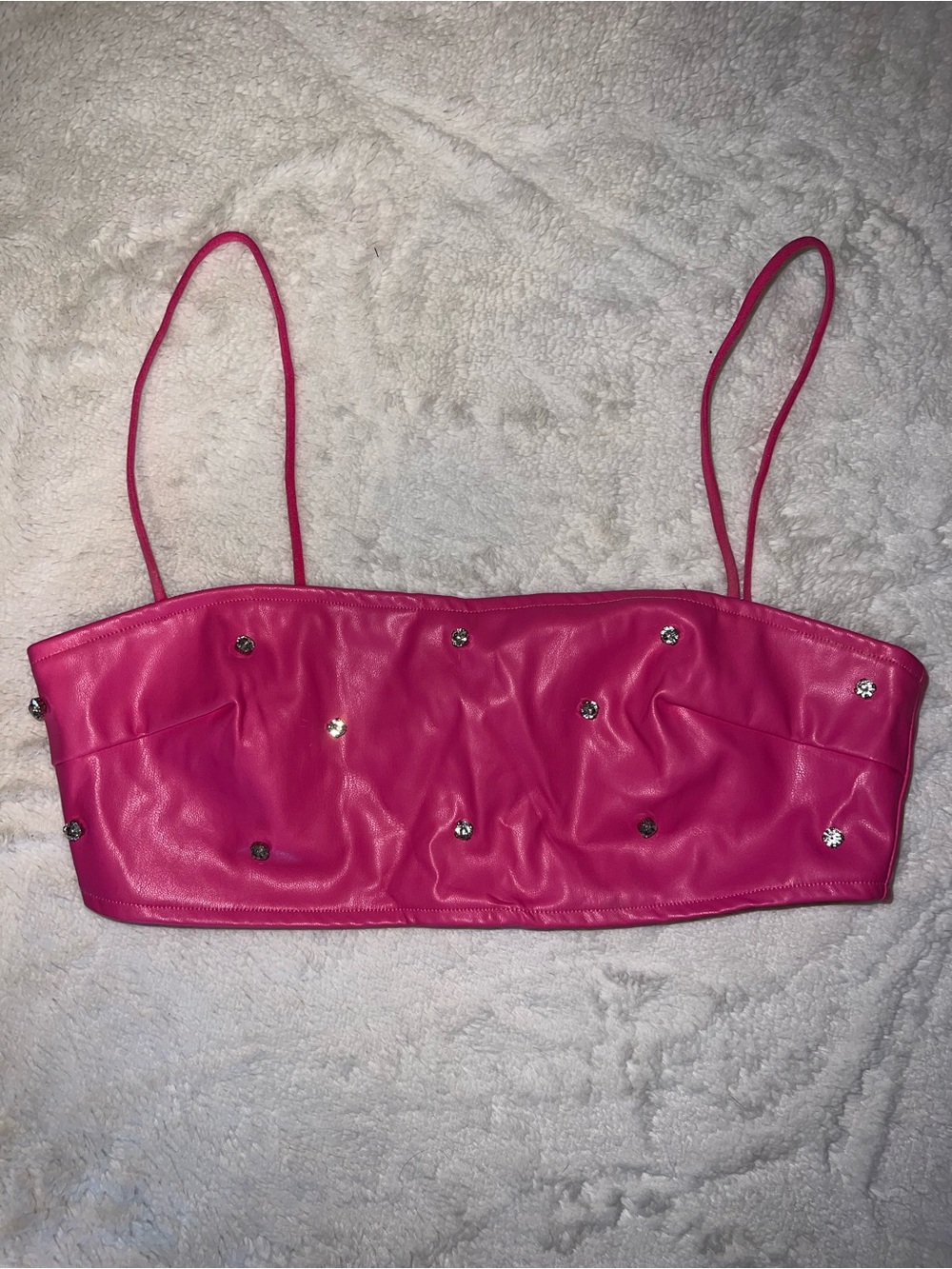Hello Molly Hot Pink Studded Faux Leather Cami Top